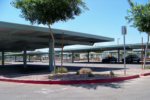 Shaded park and ride lot