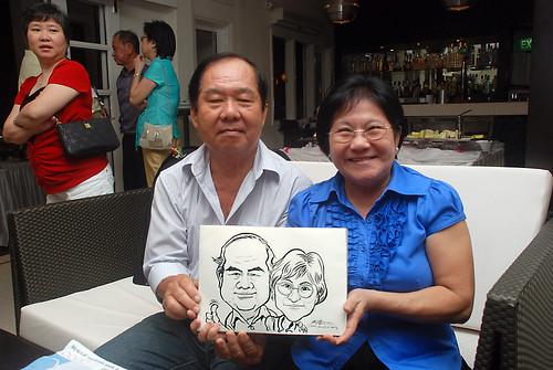 caricature live sketching for David & Christine wedding dinner - 22