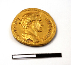 Antonius Pius coin found in Israel closeup