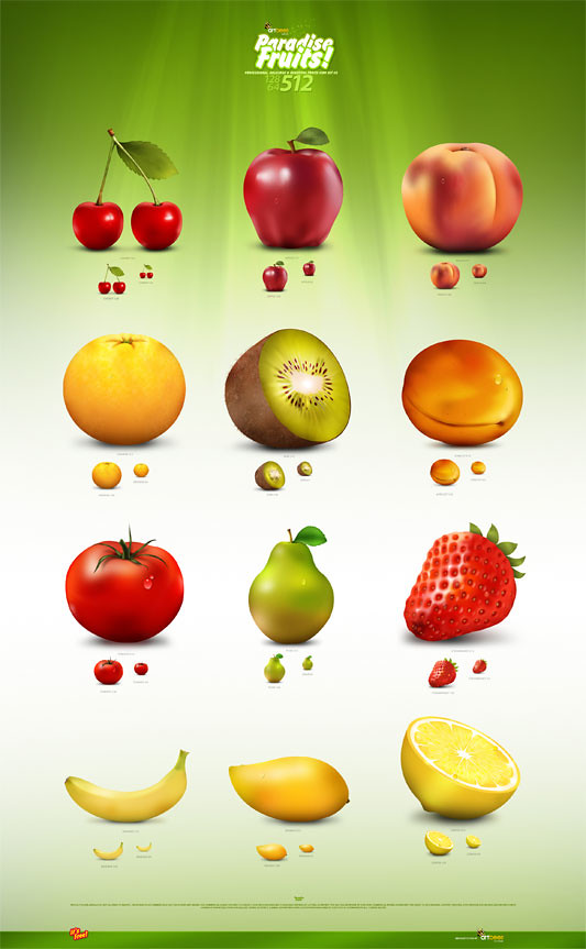 Paradise Fruit Icon Set
