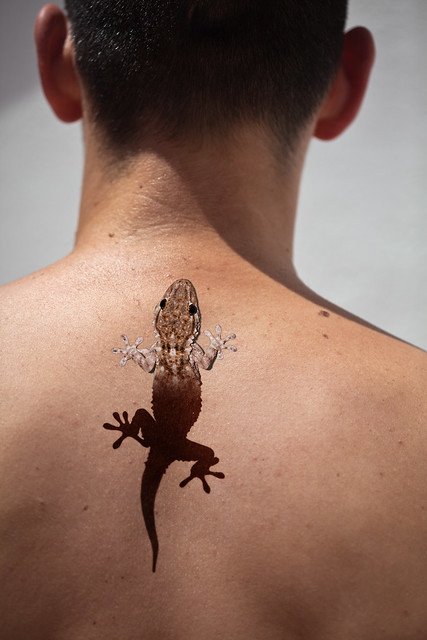tribal gecko tattoo red ink tattoos organic tattoo ink. Gecko Tattoo.