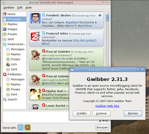 Gwibber 2.31.3 avec Archlinux...
