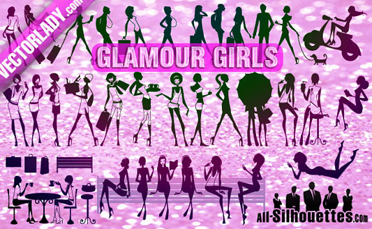 Click en la imagen para descarga 33 Siluetas en formato vector - Mujeres con glamour