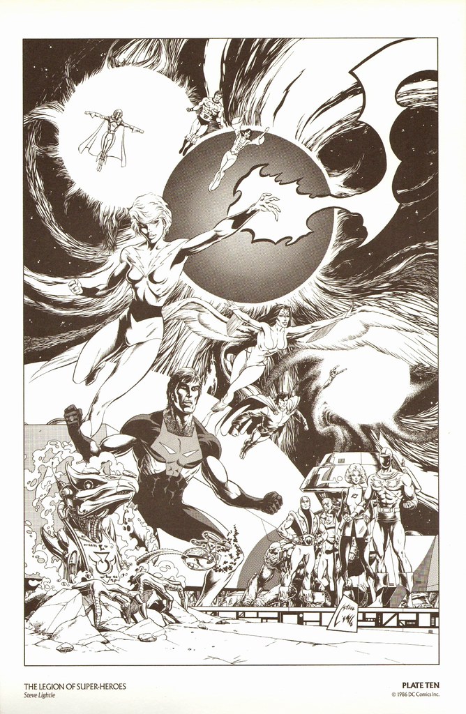 Steve Lightle print from History of the DC Universe portfolio, 1986