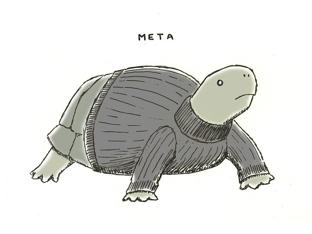 Dibujo de una tortuga usando un suéter con cuello de tortuga