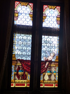 Château de Cormatin - Interior - the Gothic dining room - stained glass window