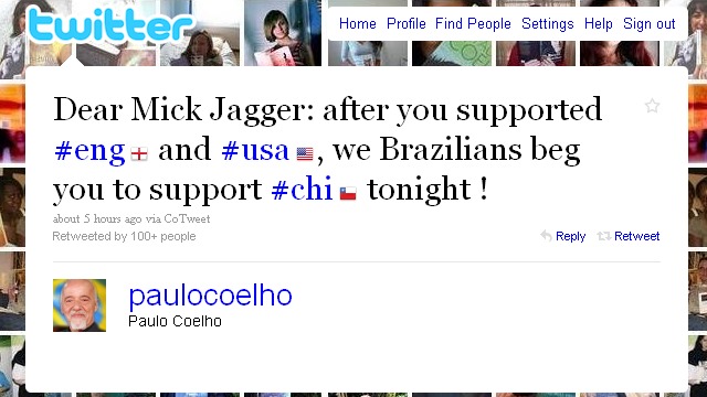 Paulo Coelho en su twitter pidió que Mick Jagger apoye a Chile