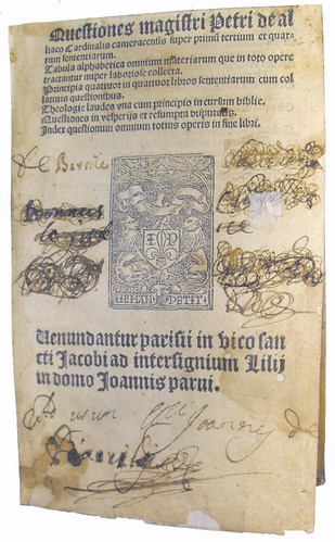 Title Page of 'Quaestiones Super Libros Sententiarum Petri Lombardi'