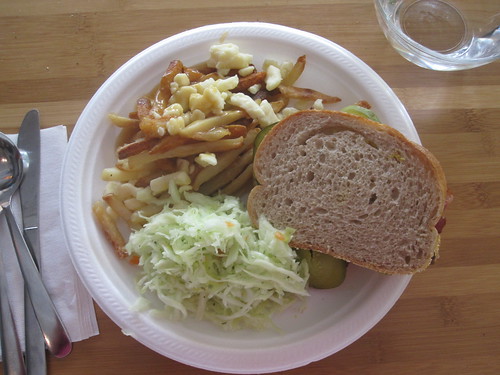 Smoked meat sandwich, poutine, cole slaw from the bistro - $6