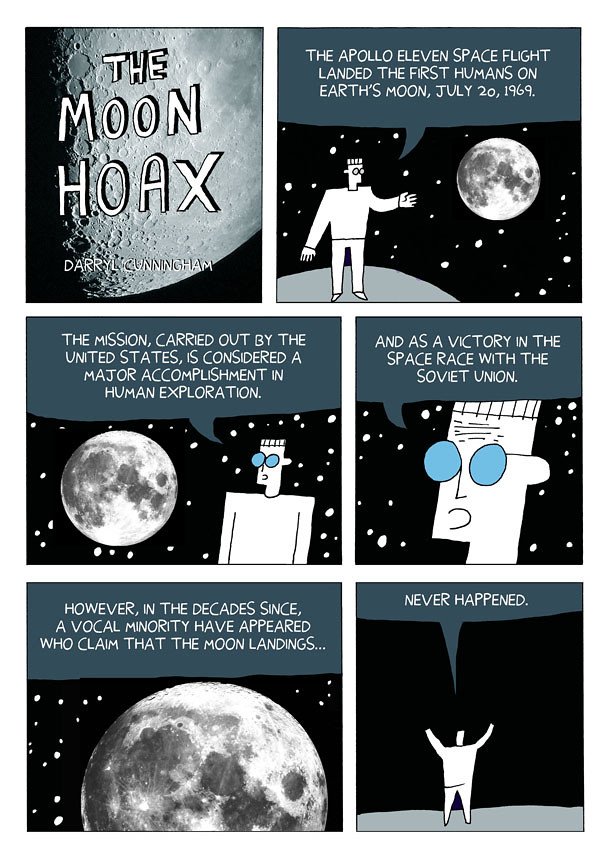 Darryl Cunningham Investigates: The Moon Hoax, pagina 1