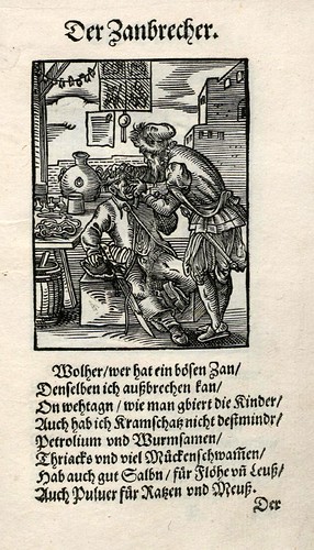 031-El saca muelas-dentista-Ständebuch 1568-Jost Amman-Hans Sachs