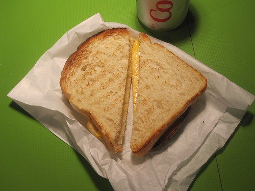 Cheese sandwich, soda - $3.75