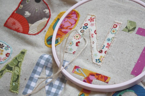 Step 6: Embroider Letters to Banner Fabric