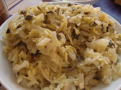 wilted cabbage with capers and spices