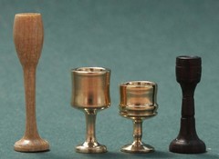 Maple, Brass and Cocobola Goblets or Candlesticks by Robin Brown http://www.mapleleafminiatures.ca/gallery/Turnings/4brasswood.jpg.html
