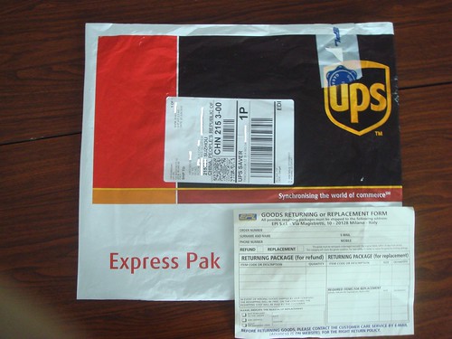 UPS package and returning form