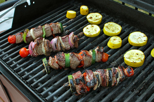 Mixed Kabobs and Squash on the Grill