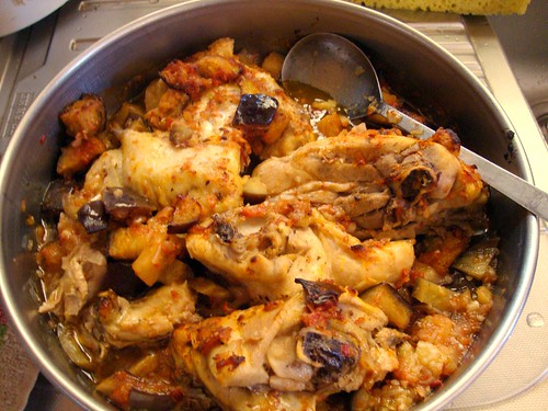 baked chicken and eggplant