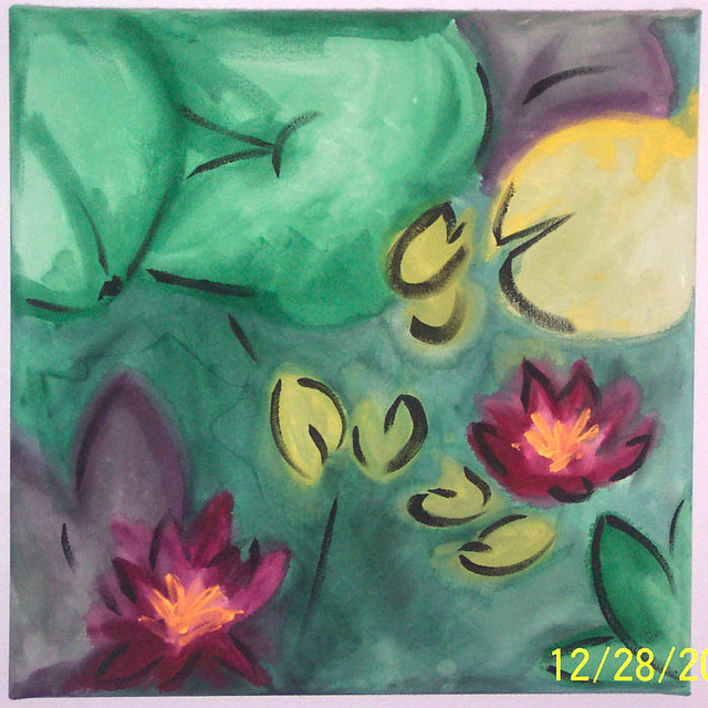 Lotus Painting - Acrylic on Canvas by Houston Based Artist JJ Lassberg