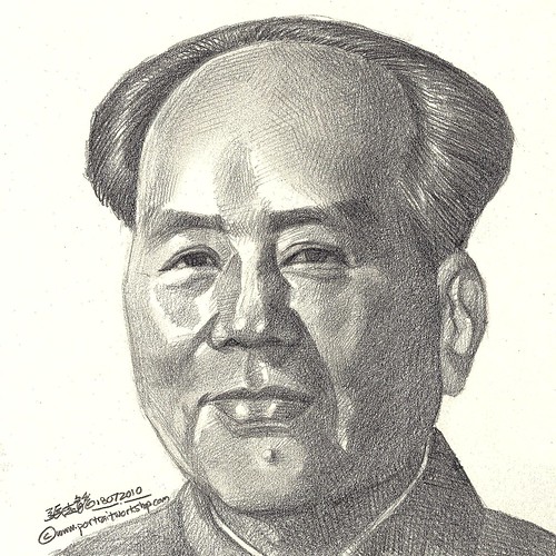 Pencil portrait of China Mao Ze Dong