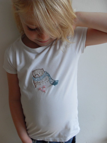 Bear embroidery on T shirt
