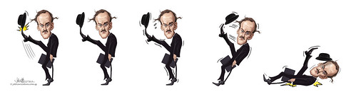 digital caricature of John Cleese -Silly Walk