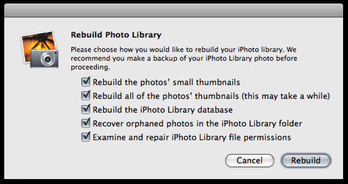 Rebuild iPhoto Library