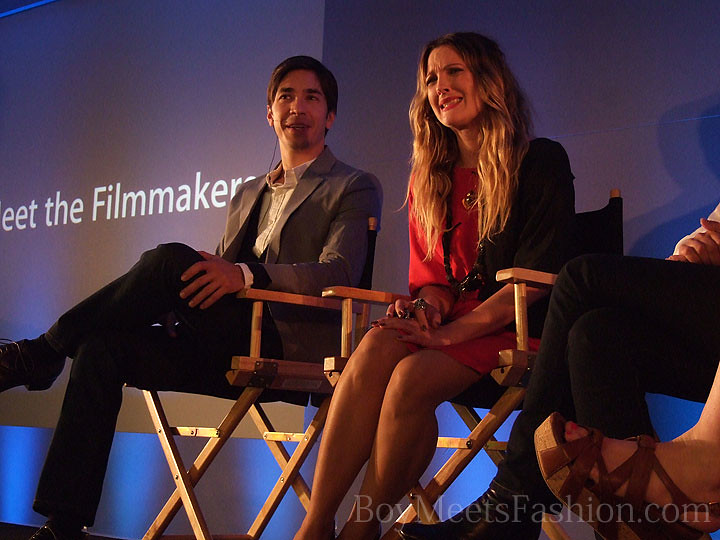 Drew Barrymore and Justin Long at the Apple store on Regent Street