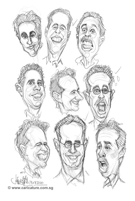 thumbnail sketches of Jerry Seinfeld