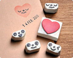 Romantic hand carved heart face change rubber stamps