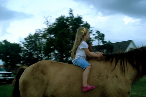 on a horse