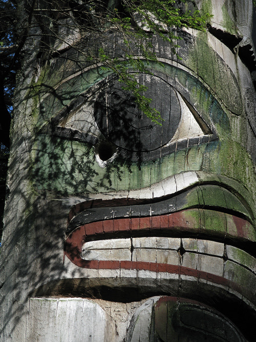totem face, Kasaan Totem Park, Kasaan, Alaska