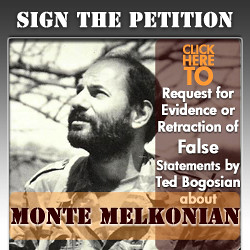 Request for Evidence or Retraction of False Statements by Ted Bogosian about Monte Melkonian