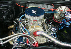 A photograph of a car engine