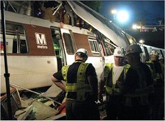 safety workers examine the 2009 accident (National Transportation Safety Board)