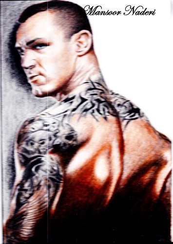A sketch of Randy Orton with his new tattoos, Sketch by Mansoor Naderi