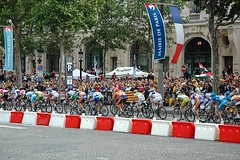 the peloton on les Champs (by: C. Frank Starmer, creative commons licesnse)