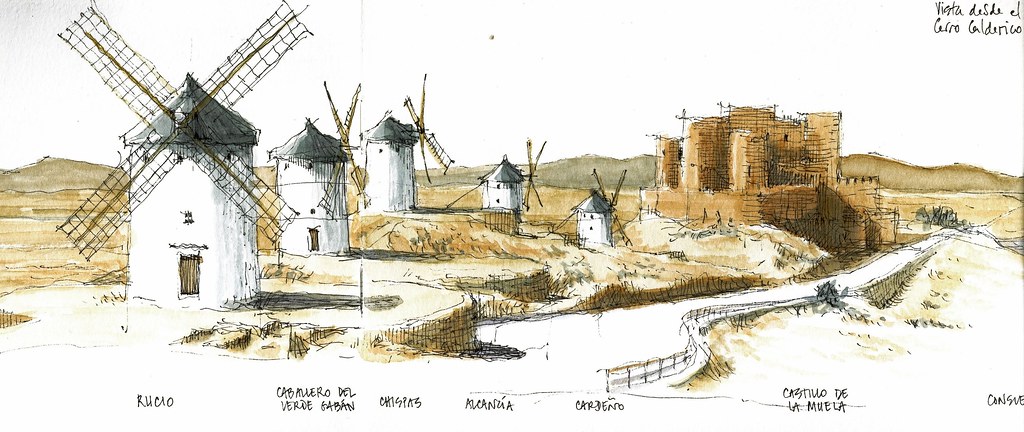 La Mancha, windmill row