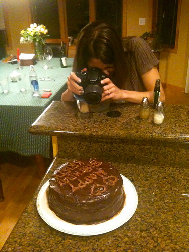 Kristy Enjoys the Birthday Cake I Baked