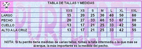 TABLA DE MEDIDAS