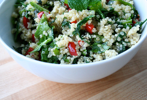 Warm Quinoa Salad with Kale and Arugula 