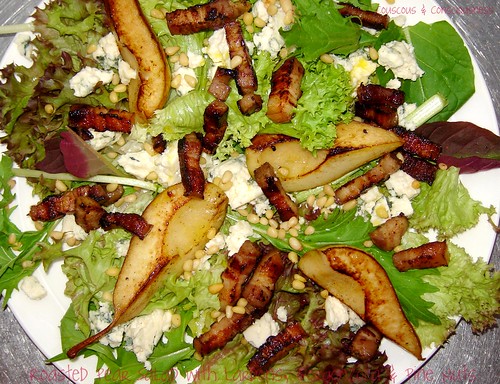 Roasted Pear Salad with Lardons, Gorgonzola & Pine Nuts 3