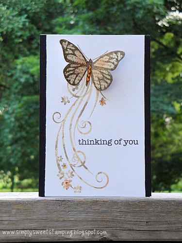 Swirl with flowers butterfly card