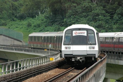 SMRT Kawasaki Heavy Industries C151series in Marsiling MRT Station,Singapore /Aug 30,2010
