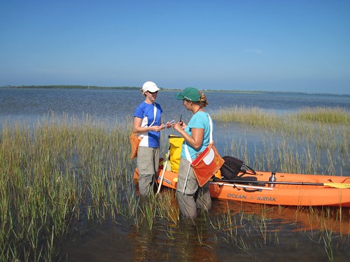 Emily and Robyn getting gear ready to collect porewater samples