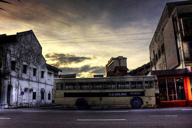 The old bus in the Saturday Morning