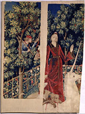 Two fragments of a lost tapestry from the Unicorn Tapestries, South Netherlandish, c. 1495-1505 (m)