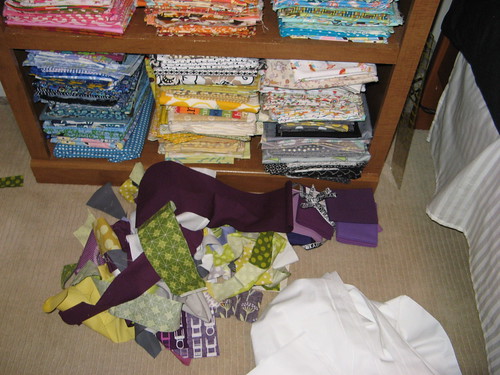 piles of fabric and scraps!