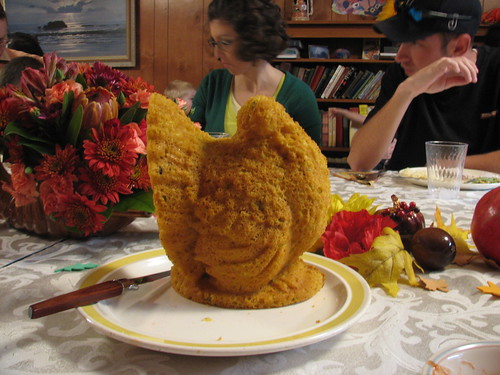 thanksgiving - my turkey cornbread+ cornucopia arrangment