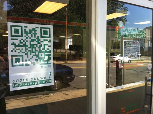 QR codes at businesses downtown Raleigh
